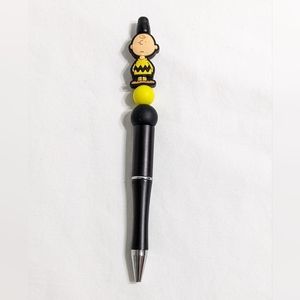 Peanuts Charlie Brown Black Beaded Writing Pen, Black Ink Pen, NEW